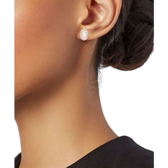 NWT! Kendra Scott Cade Silver Stud Earrings in Ivory Mother-of-Pearl - Picture 5 of 6